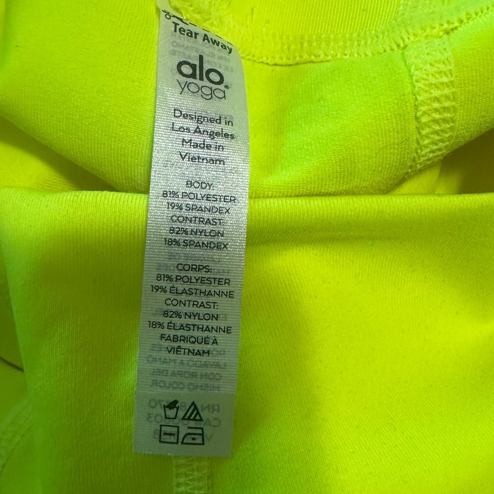 ALO YOGA Stripe LOGO Lime Mesh Insert Leggings - Picture 12 of 13